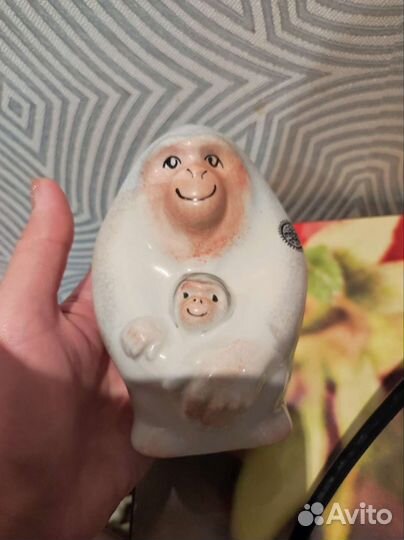 Статуэтка Обезьяна с детенышем Вербилки,ссср