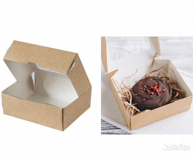Коробка с окошком крафт подарочный контейнер