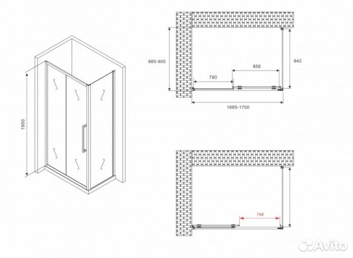 Душевой уголок Abber Schwarzer Diamant AG30170BH-S90B 170x90