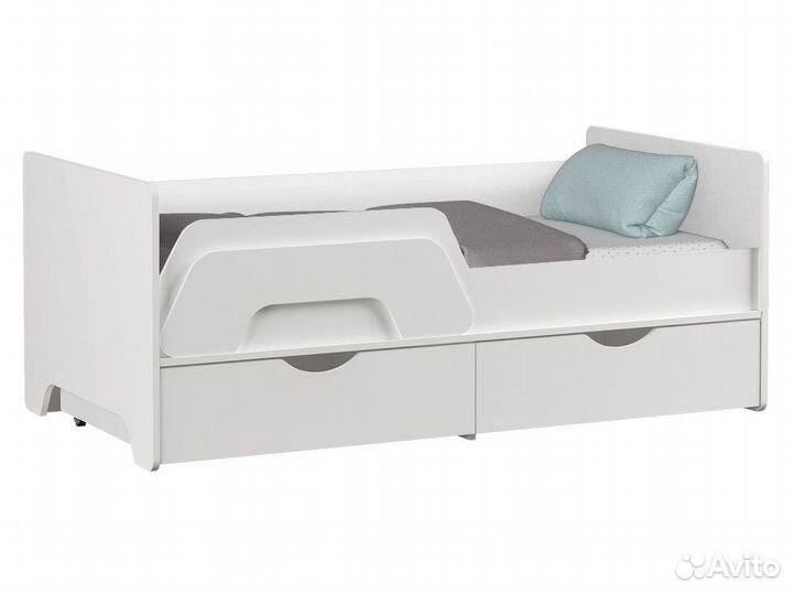 Детская кровать с ящиками белая, Уна 80х180 см