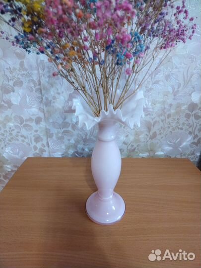 Подсвечник СССР стекло розовый