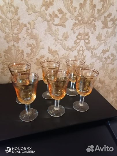 Бокалы фужеры рюмки стекло СССР цветное