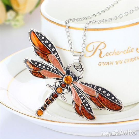 Подвеска в виде стрекозы, стиль винтаж