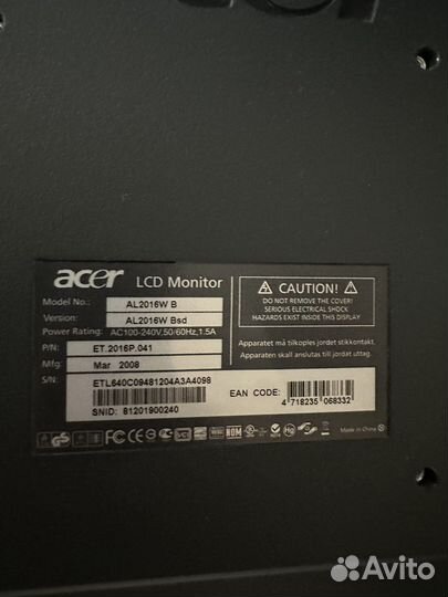 Монитор Acer AL2016W B