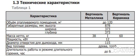 Печь камин на дровах Вертикаль Керамика