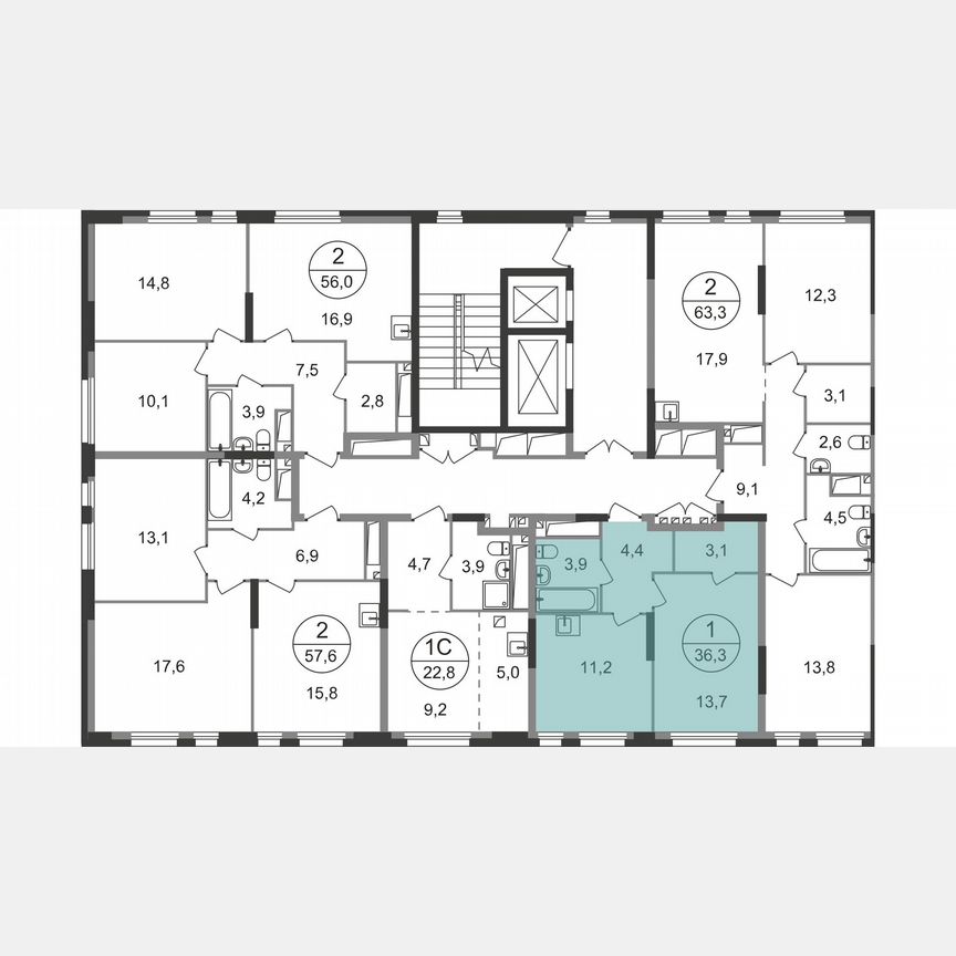 1-к. квартира, 36,3 м², 16/19 эт.