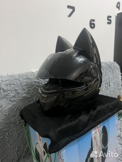 Мото шлем Nitrinos женский с ушками кошки