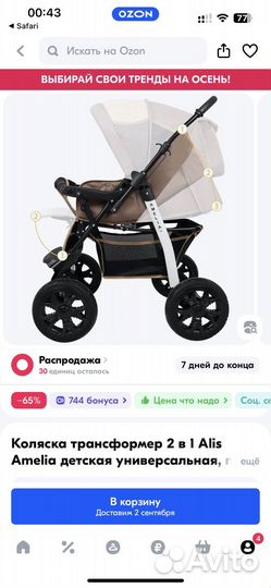 Коляска amelia 2 в 1