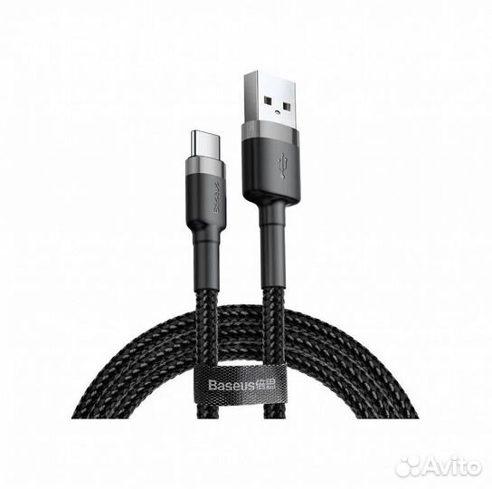Кабель Baseus Cafule, USB - Type-C, 3A, 1м. - серы
