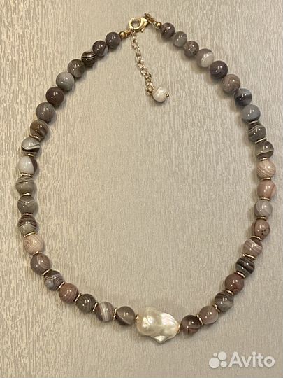 Колье из натурального агата ботсвана