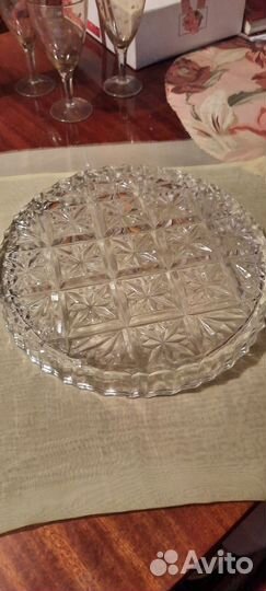 Блюдо хрустальное СССР и конфетница хрустальная