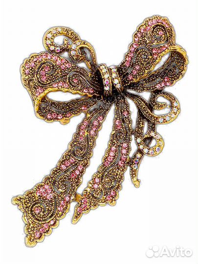 Брошь Tasyas Бант с длинными лентами красный