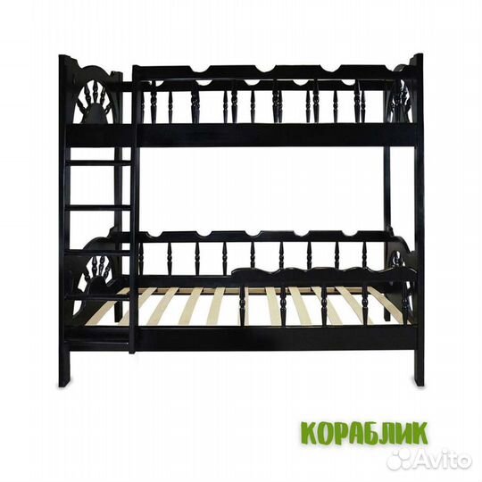 Кораблик. Надёжная двухъярусная кровать из массива