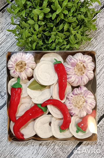 Зефирные грибы, зайцы, перец, пельмени, цветы