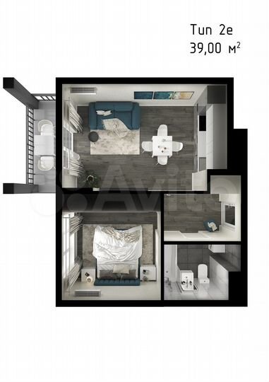 1-к. квартира, 39 м², 1/6 эт.