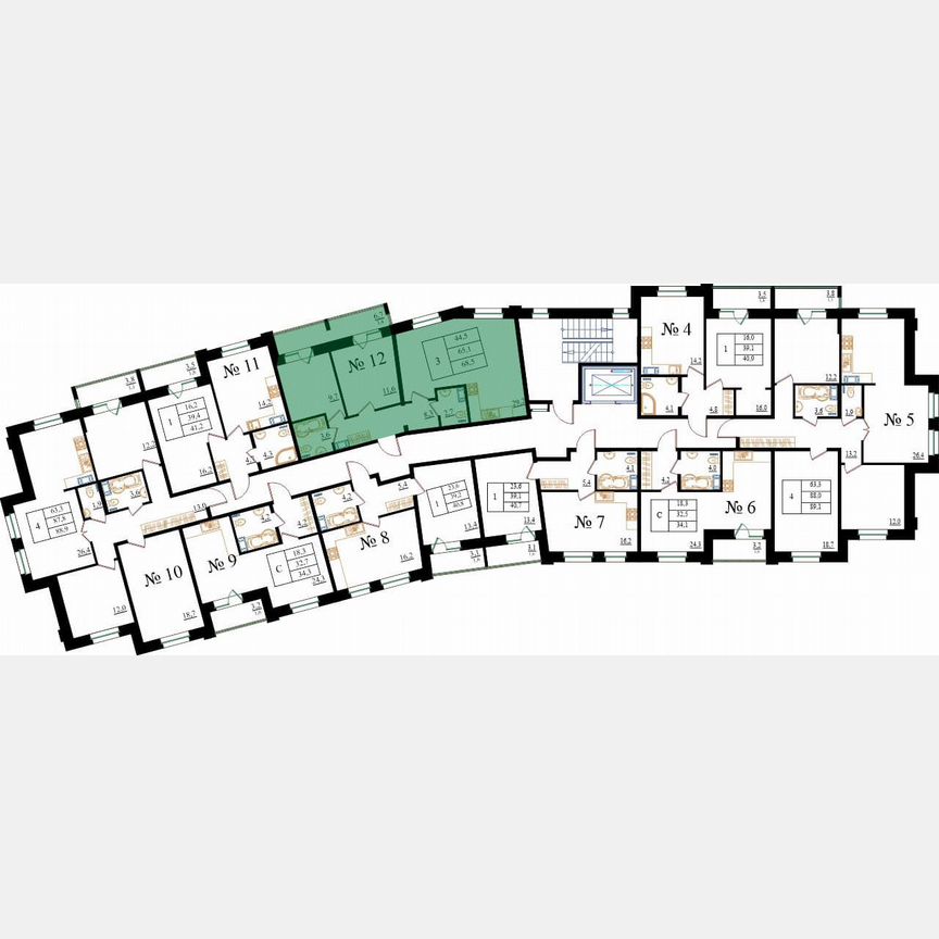 2-к. квартира, 68,5 м², 2/8 эт.