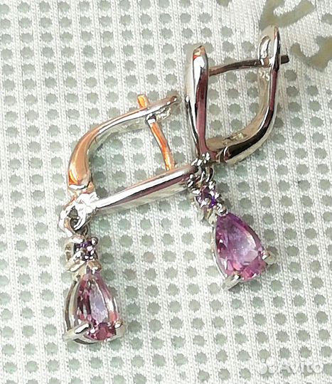 Серьги серебро аметист С354
