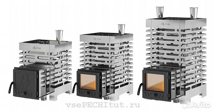 Печь для бани Везувий aston 20 inox стекло