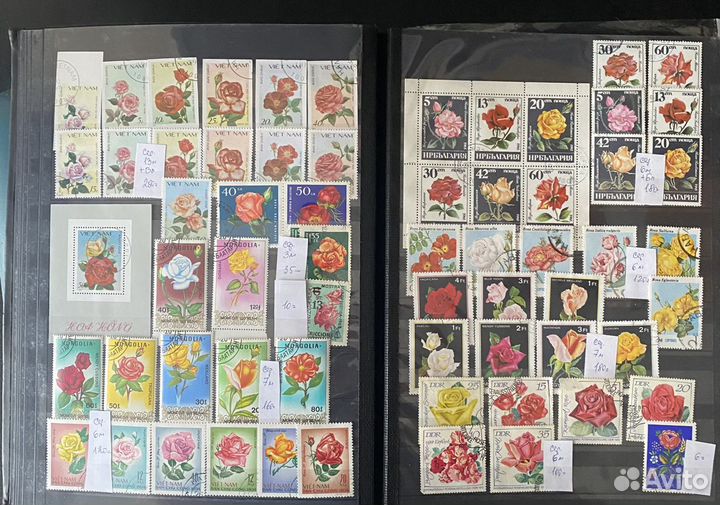 Почтовые марки по темам Розы, Орхидеи, Тюльпаны, П