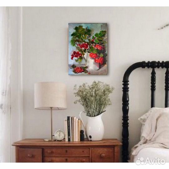 Картина с рябиной принт на холсте