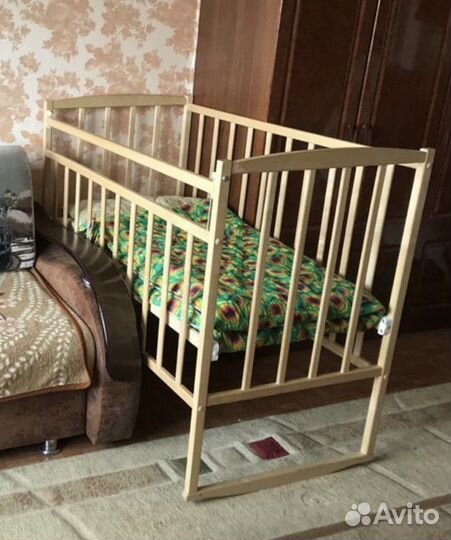 Детская кровать+матрас(новый) +бортики и подушка