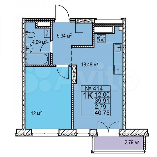 1-к. квартира, 42,7 м², 15/24 эт.