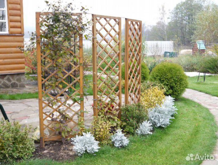 Деревянная шпалера под виноград, вьющиеся растения