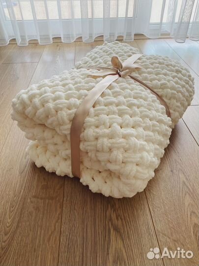 Плед плюшевый детский вязаный ручная работа