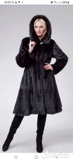 Шуба норковая с капюшоном 44 46