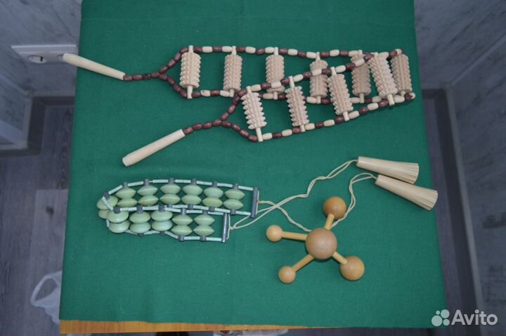 Массажёр роликовый 2 штуки деревянный 10 роликов и