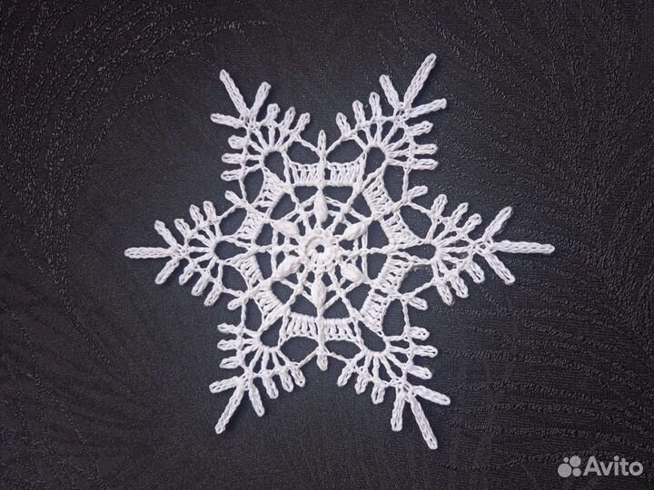 Снежинка вязаная новогодний декор