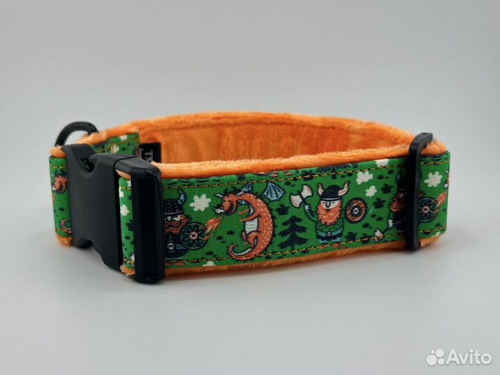 Ошейник 35мм ручной работы Викинги и Дракон