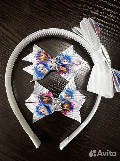 Две заколки и ободок детский для волос