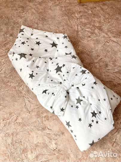 Зимний конверт на выписку одеяло с бантом-резинкой