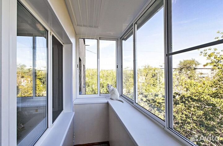 Остекление балкона 3200 на 1420 пластиковое