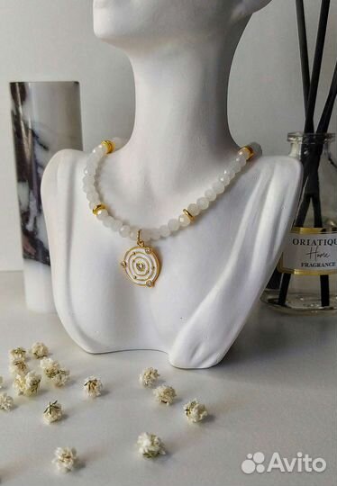 Колье чокер бисер натуральные камни