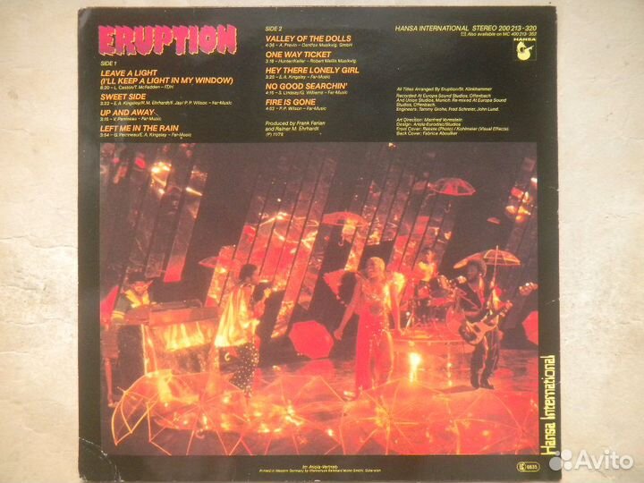 Eruption Leave A Light Germany Hansa 1979 EX/EX