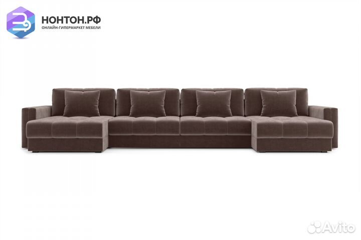Диван п-образный тик-так Монарх М2О2 коричневый