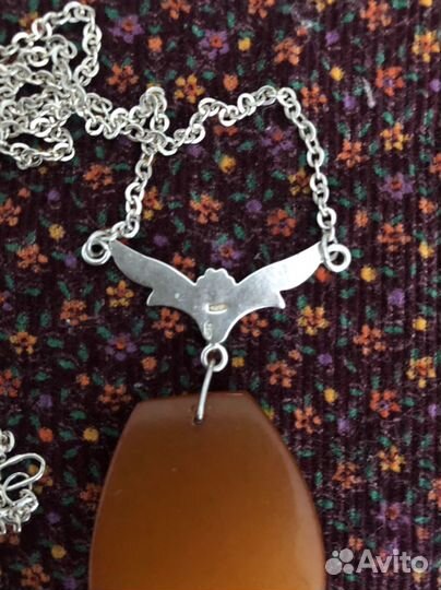 Колье серебро СССР с медовым янтарем
