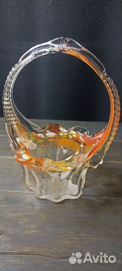 Конфетница цветное стекло СССР
