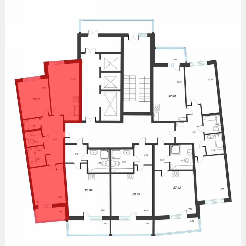 2-к. квартира, 55 м², 15/22 эт.
