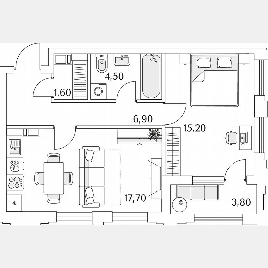 1-к. квартира, 47,8 м², 10/13 эт.