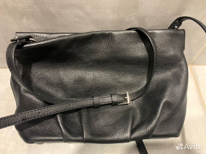 Сумка zara натуральная кожа черная