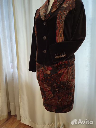 Пиджак жакет бархатный и юбка 46 размер