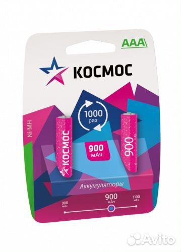Акб AAA 900mAh Космос 2 шт
