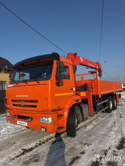 Бортовой грузовик КАМАЗ 65115 с КМУ Kanglim, 2020