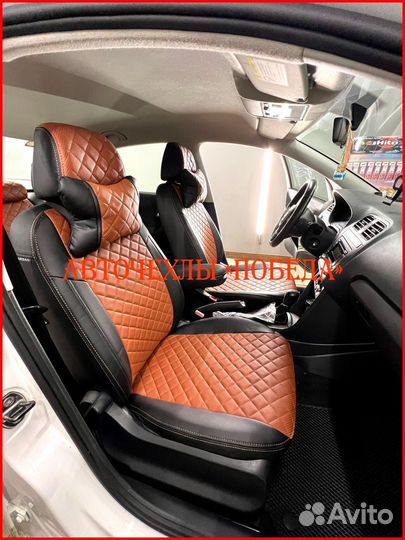 Чехлы Volkswagen Polo 5 Sd из экокожи чёрно-коричн