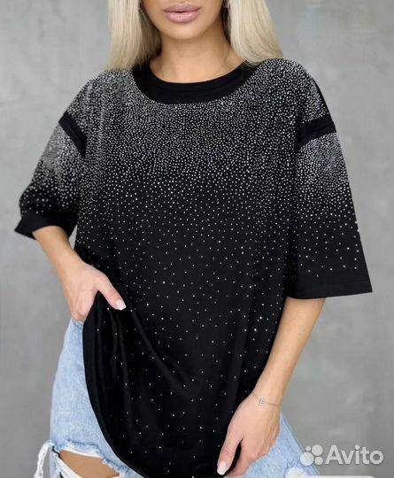 Женские футболки со стразами 46-48-50-52-54