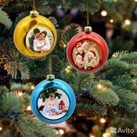 Печать на елочных новогодних шариках вашего фото
