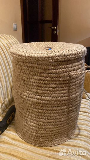 Корзина из джута с крышкой